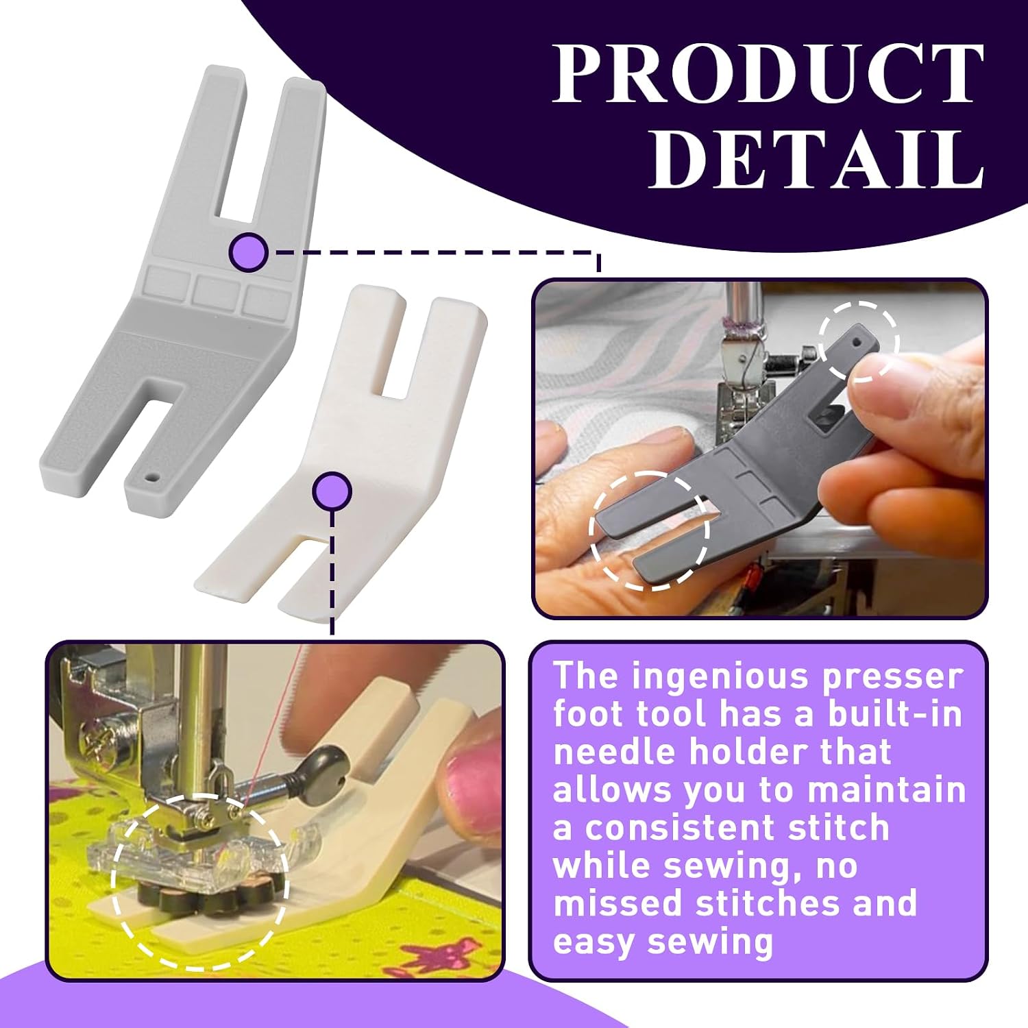 6PCS Hump Jumper Sewing Tool, Seam Jumper Sewing Tool for Hemlines on Sweatwers, Denim, Seam Jumper Fit All Husqvarna Viking Brother Singer Janome Sewing Machines