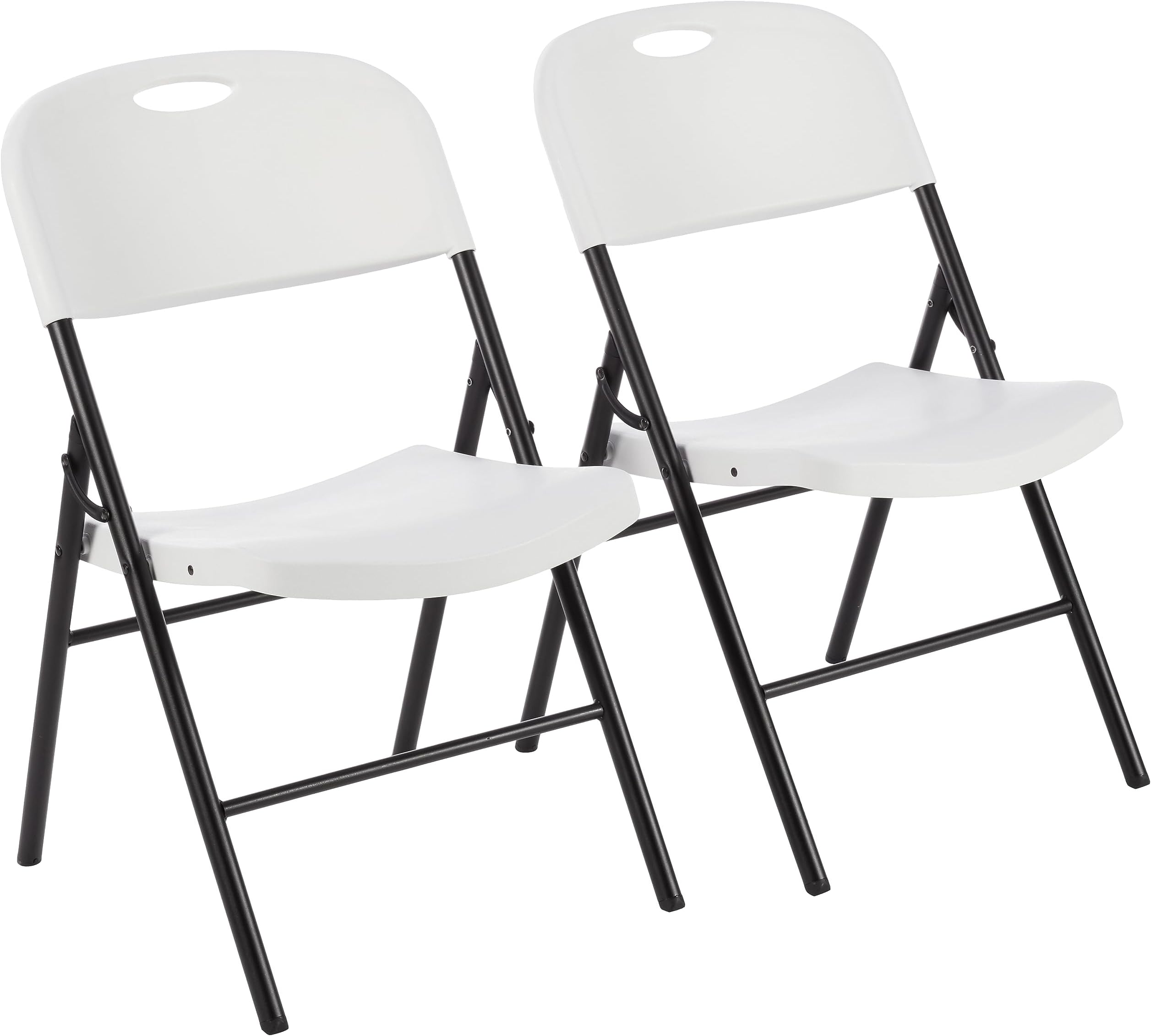 Portable Folding Plastic Chair with Back Support, Easy to Fold and Store, 350-Pound Capacity, White, 2-Pack
