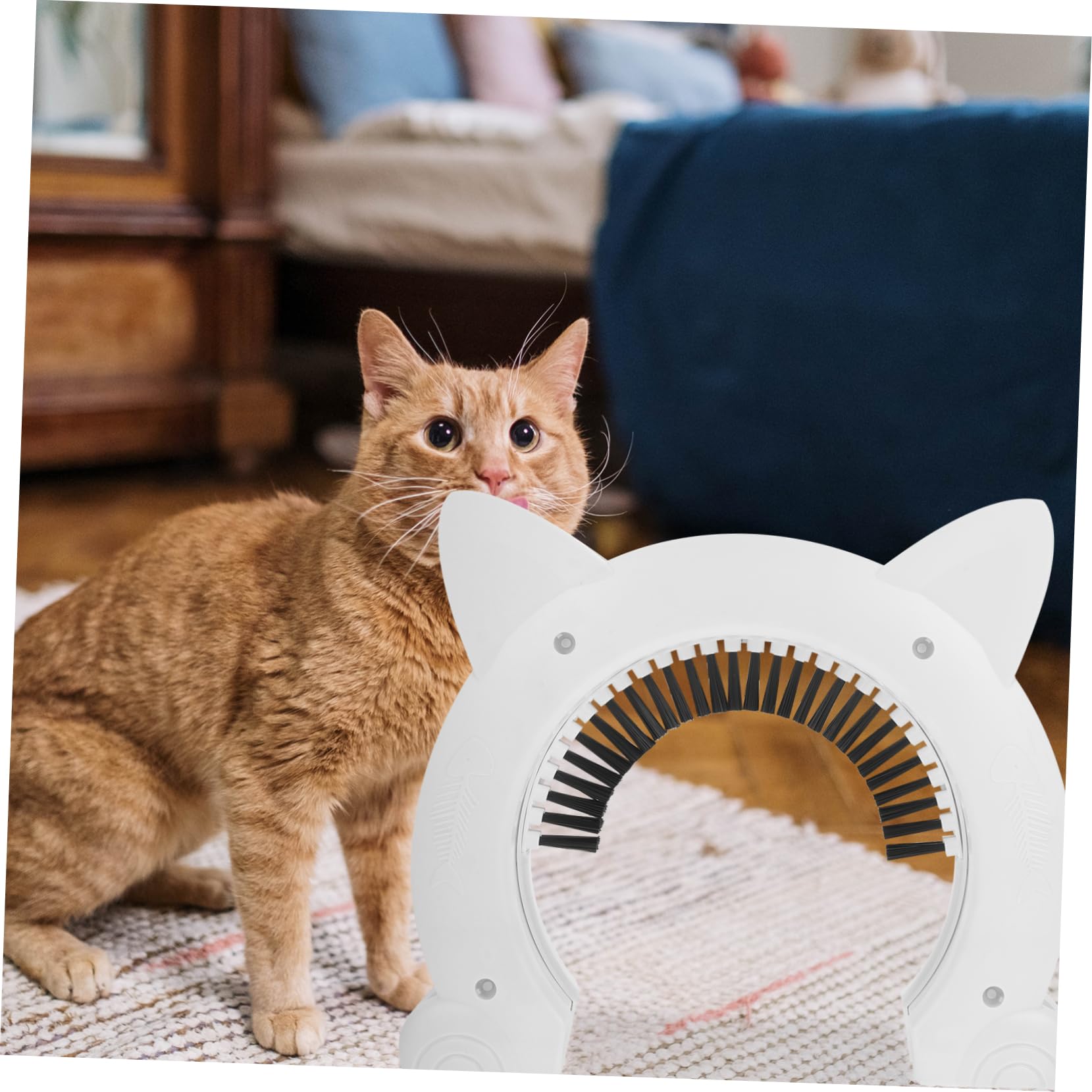 VICASKY Porte pour Chat Intérieure en Plastique ABS Brosse Intégrée, Accès Pratique pour Animaux Domestiques, Cadre Blanc, 1 Set pour Chien et Chat
