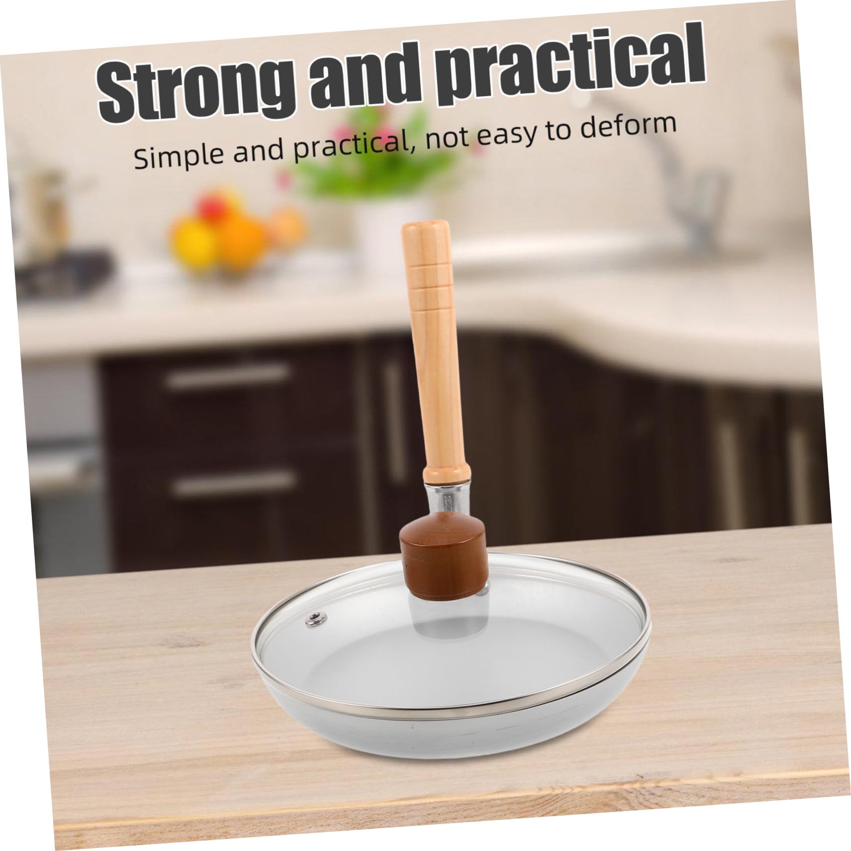 PRETYZOOM Padella Giapponese Mini Antiaderente con Coperchio, Manico in Legno e Vetro Temperato, per Tamagoyaki e Oyakodon in Cucine Piccole