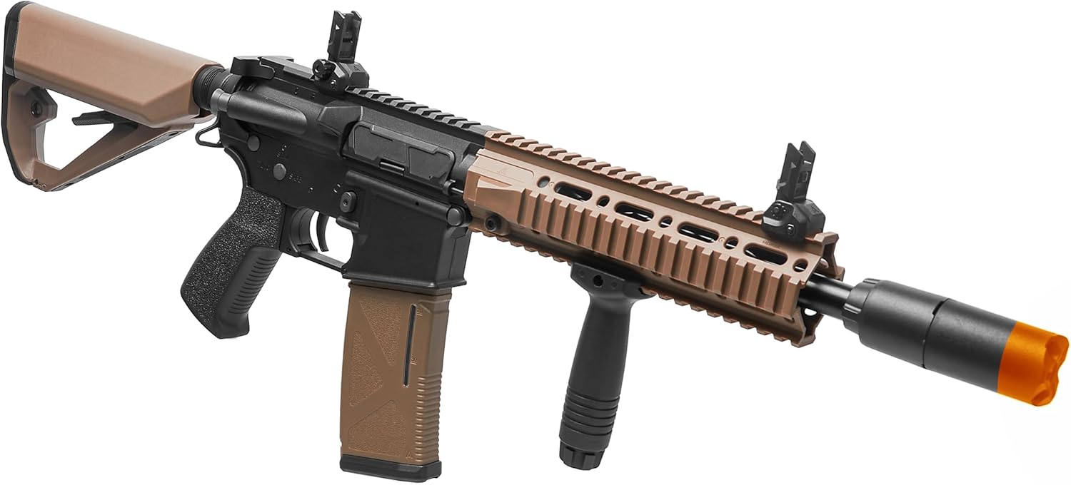 Arcturus Tactical LWT MK-II CQB 10" Polymer- Electric Full/Semi-Auto/2rd-Burst/3rd-Burst/Binary/Ramping Airsoft AEG Sport SE Starter Pack Black-Tan with Battery and Charger