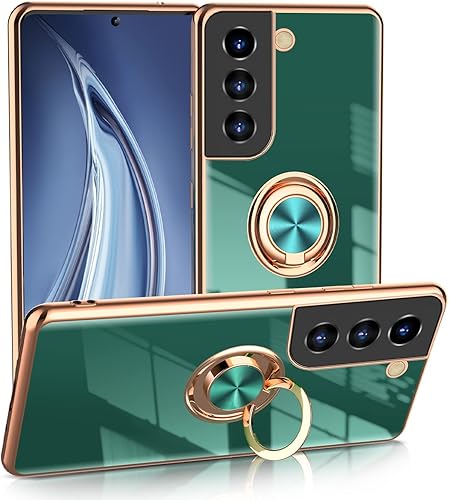 Yueyoer Funda para Samsung Galaxy S22 Plus 5G de 6.6 pulgadas 2020 con soporte de anillo de rotación de 360, soporte magnético para mujeres y niñas,