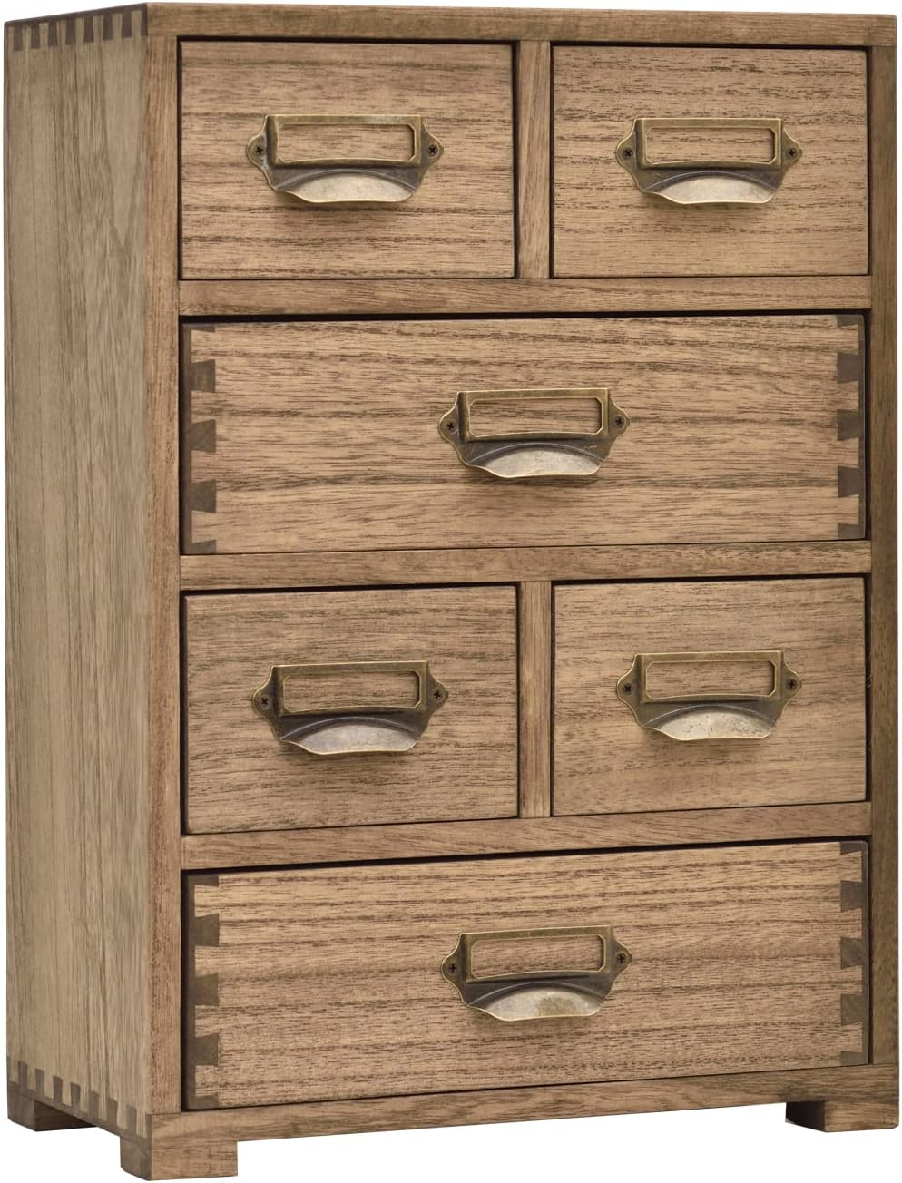 KIRIGENWooden Storage Cabinet Organizer Desktop Storage Drawers for Home Office Supplies Dark Brown(4D6CG-DBR)