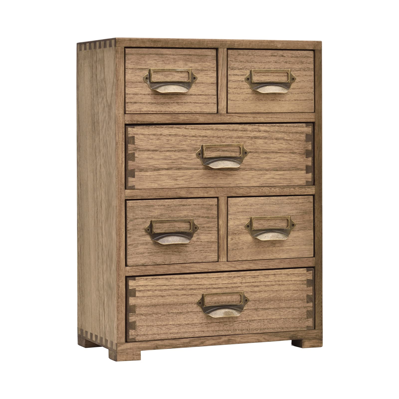 KIRIGENWooden Storage Cabinet Organizer Desktop Storage Drawers for Home Office Supplies Dark Brown(4D6CG-DBR)