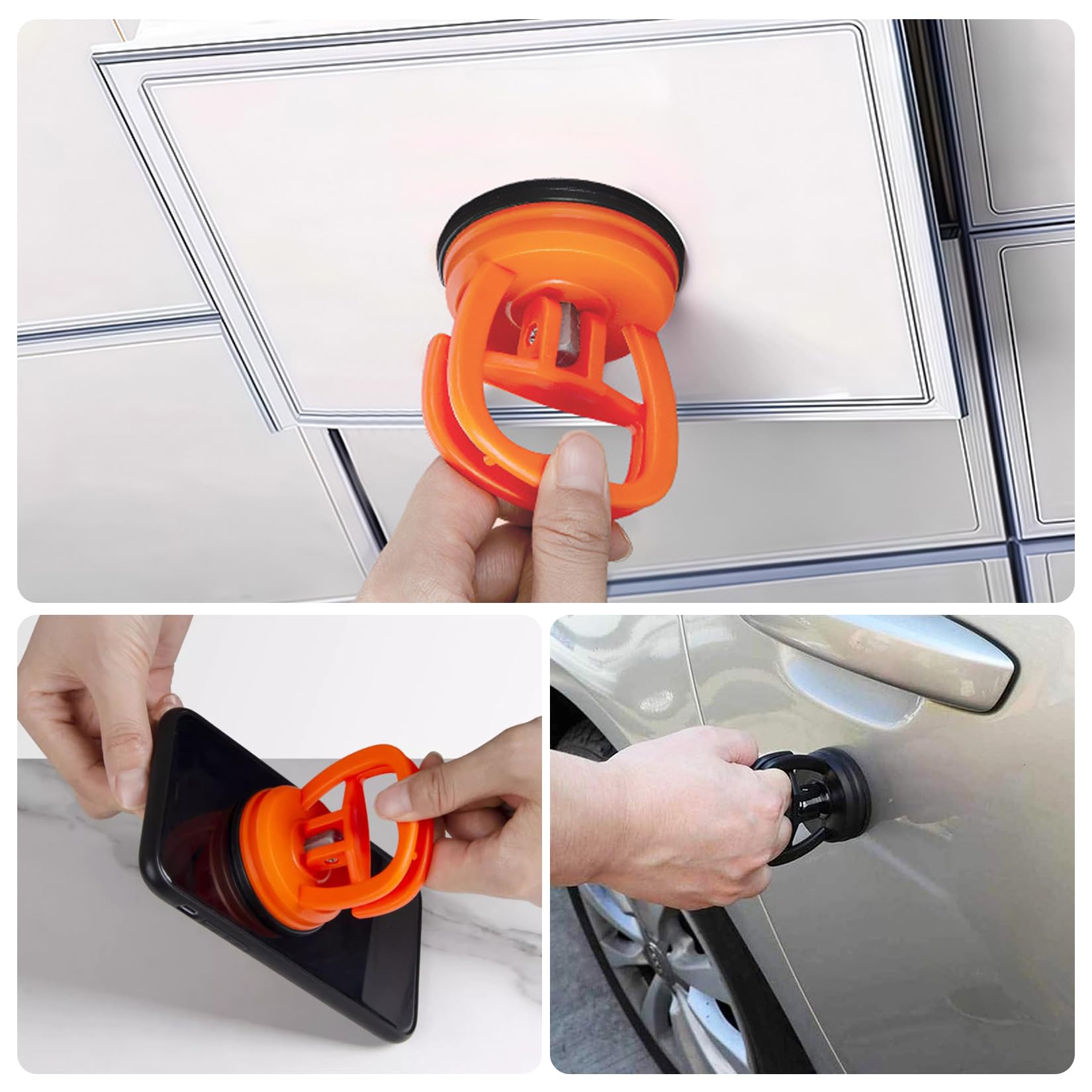 Ventosas para Coche Sacabollos, Kit de Reparación de Extractor de Abolladuras, 4 Piezas para Cristales y Pantallas