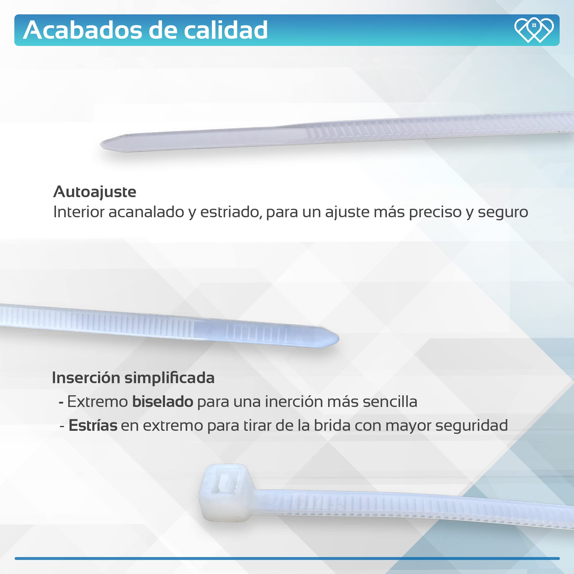 Bridas De Nylon Blancas - Paquete De 100 Unidades, Tamaño 75x750 Mm | Ideales Para Organizar Cables, Herramientas, Bricolaje