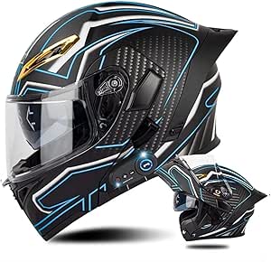 Casque Moto Bluetooth Modulable Intégral - Double Visière, Homologué ECE/DOT, Unisexe, Bluetooth 5.3