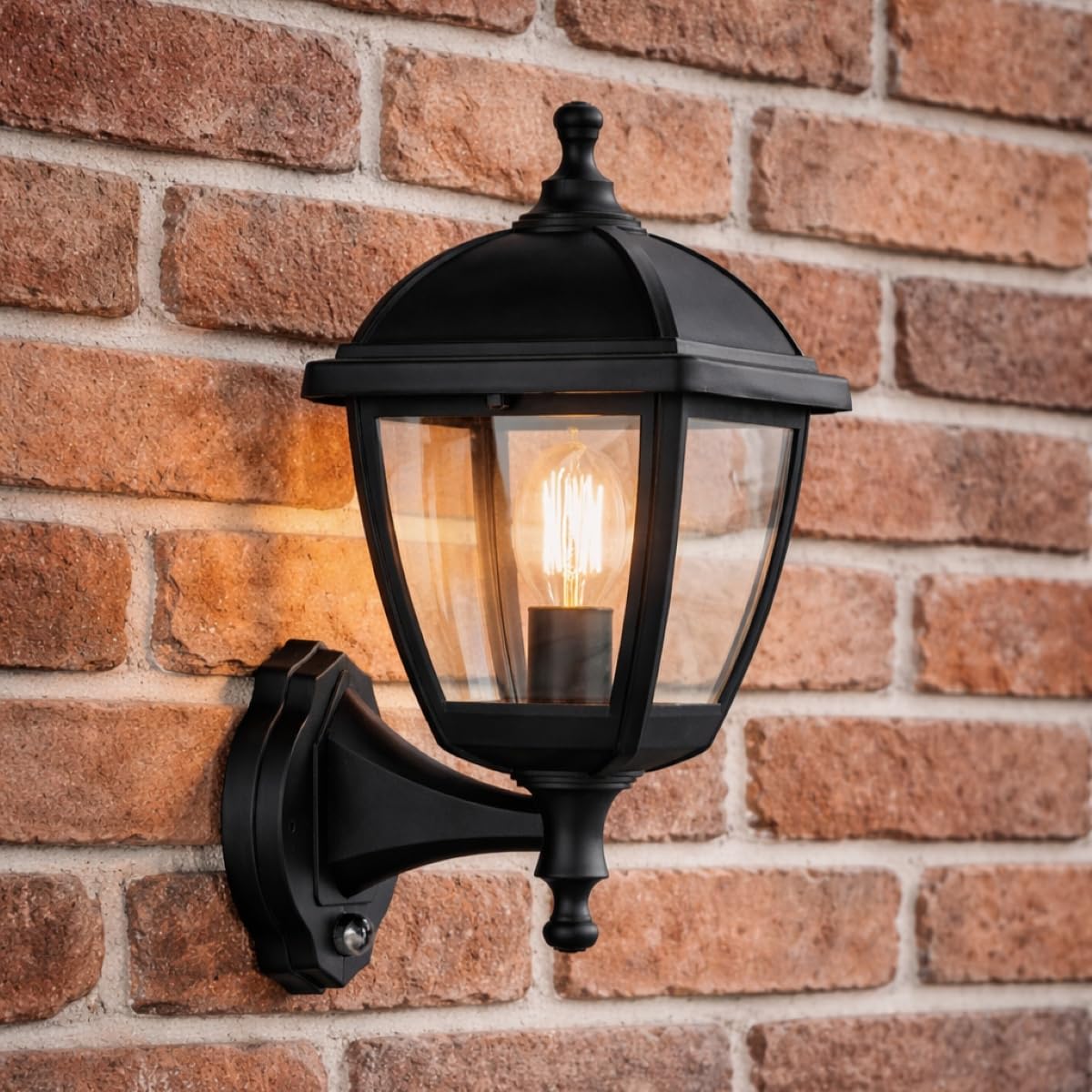 CGC Lighting Cgc Myra Large Black Outdoor Wall Lantern Light Pir Motion Sensor With Clear Diffuser Ip44 Polycarbonate Coastal from B&Q