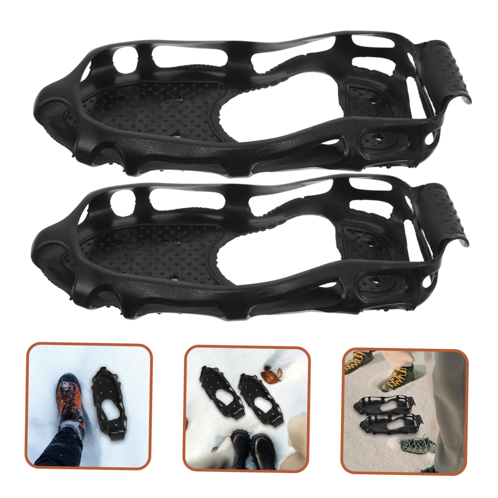 HEMOTON Ramponi per Scarpe Chiodate 12mm, Tpe Nero, Punta Antiscivolo, Facile Installazione, per Outdoor e Snow Hiking
