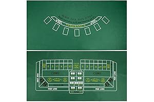 Brybelly Casino Night 2-In-1 Blackjack and Craps Felt Tabletop Gaming Mat -...