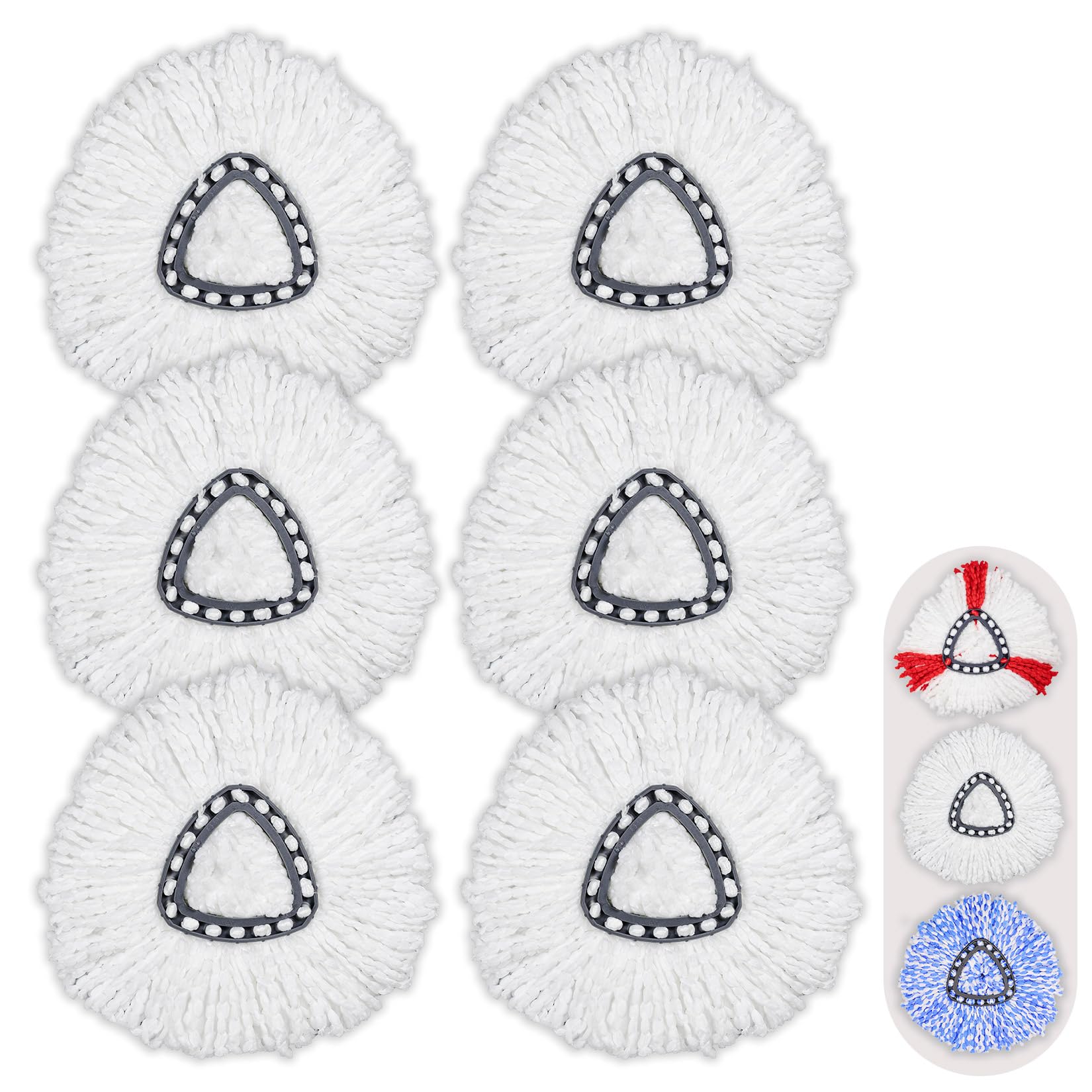 6 Pack Mop Head Replacement Compatible for vileda Triangle Swivel Mops - Mop heads replacement