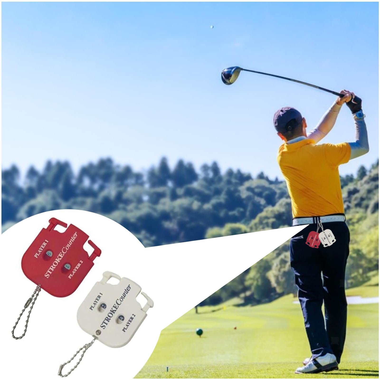 Contador De Puntaje De Golf 4 Piezas con Llavero para Golf