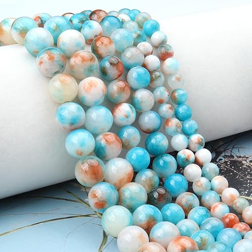 Miniatura 5 de 45 cuentas de jade persa colorido azul natural de 0.315 pulgadas (0.315 in) con cristal curativo energético, cuentas redondas de piedra sueltas para