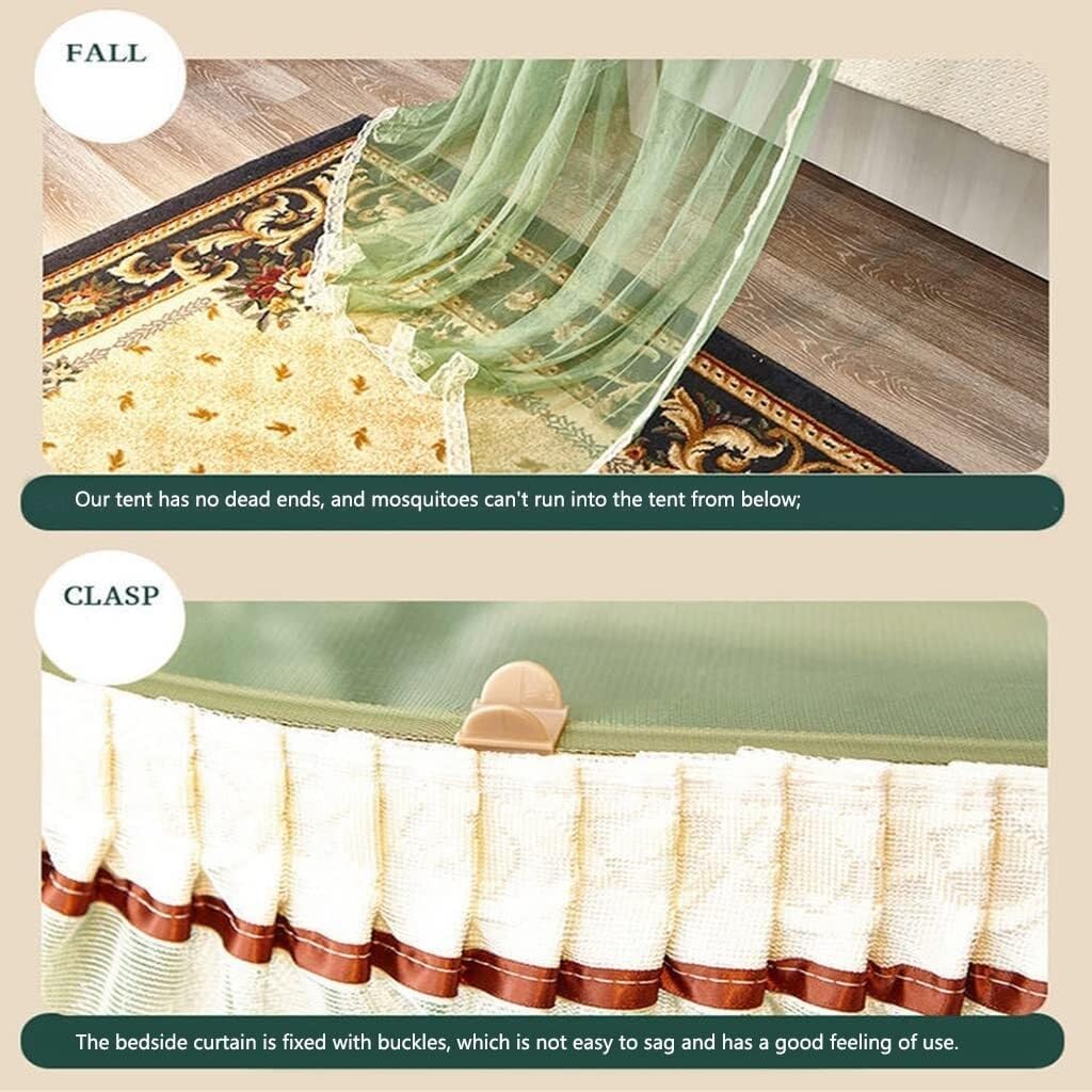 Princess Mosquito Net Canopy for Girls Bed, Romantic Lace Bed Curtain, Three Side Openings, Elegant Bedding Bedroom Decoration(180 * 220cm)