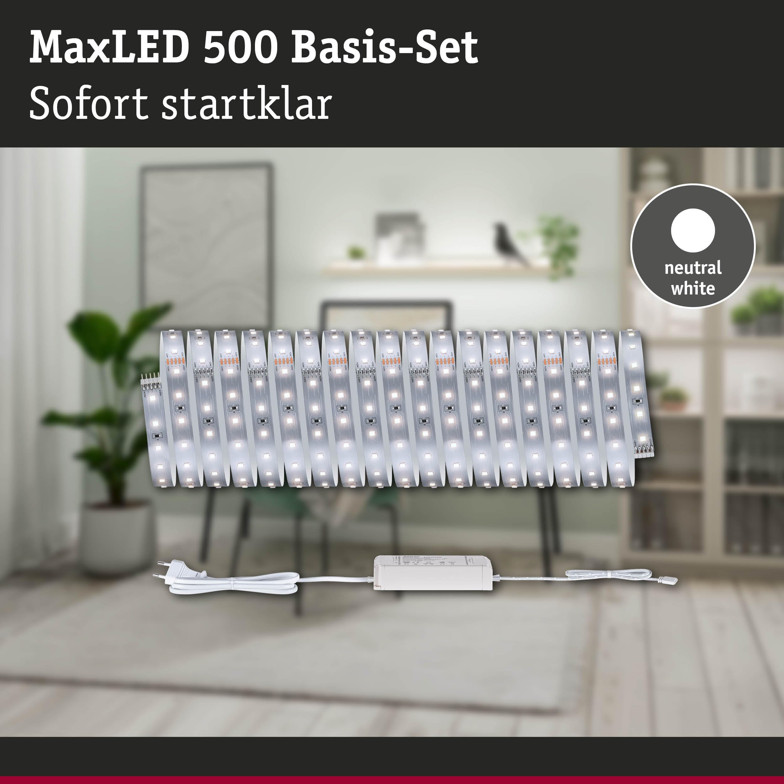 Paulmann MaxLED 500 LED Strip Basisset 10m Neutralweiß 28W 550lm/m 4000K 40VA 71235