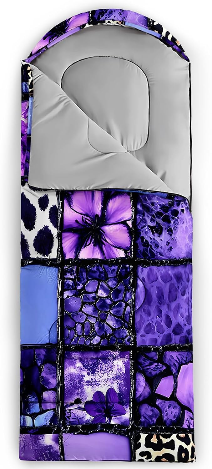 QOOMO Heart Butterfly Camping Sleeping Bags,3 Season Warm & Cool Weather,Lightweight,Waterproof Sleeping Bags for Adults & Kids,Traveling,and Outdoors,Camping Gear Equipment