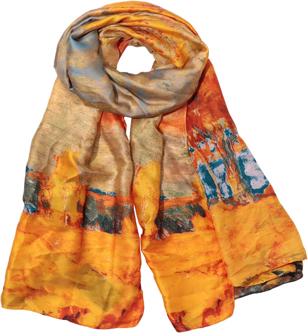 Bestshe Scarf for Women Lightweight Floral Scarf 70x35 Inch Satin Shawl