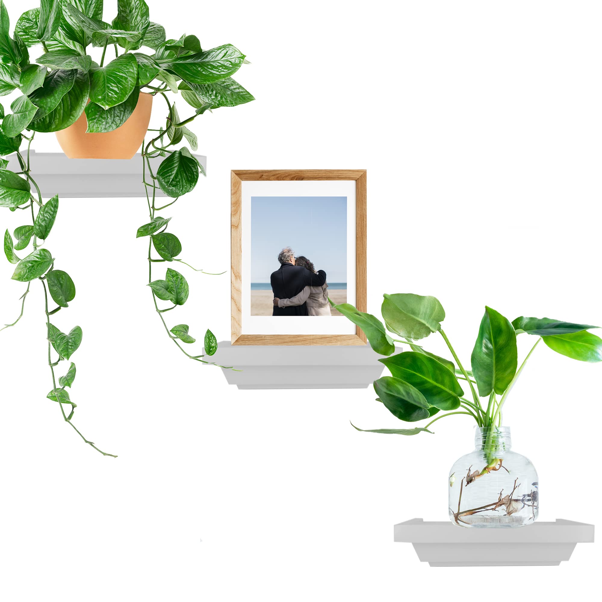 Ninefold Design Small Shelves Set of 3 - Decorative Mini Wall Mounted Shelves for Bathroom, Living Room, Kitchen, Bedroom & Office - 6 in x 4 in