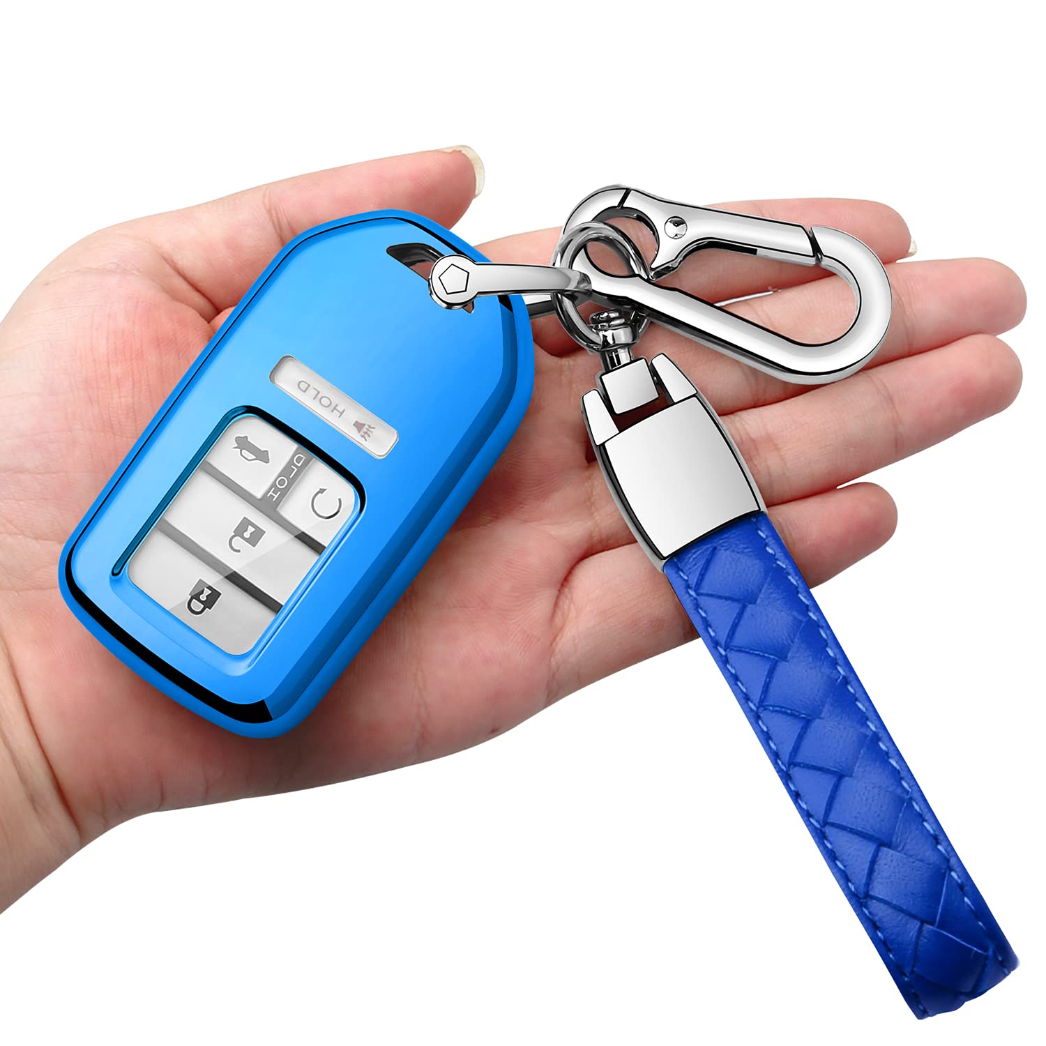 for Honda Key Fob Cover with Leather Keychain