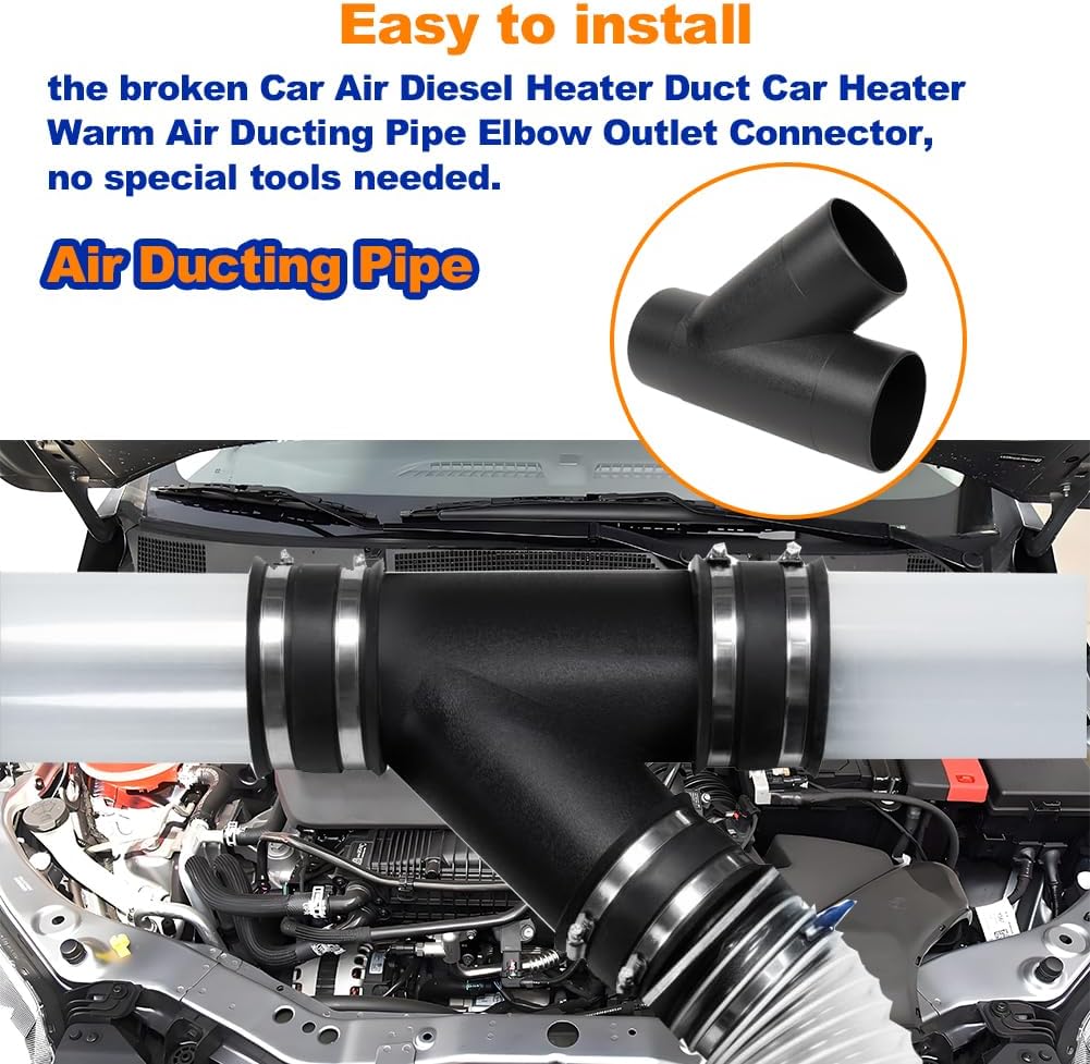 11306 3-Inch Y Fitting, 75mm 3 Way Ducting Pipe Y Shape Outlet Connector Duct Pipe Plastic for Car Heater Warm Straight for Dust Collection Hose Connector（1PC）