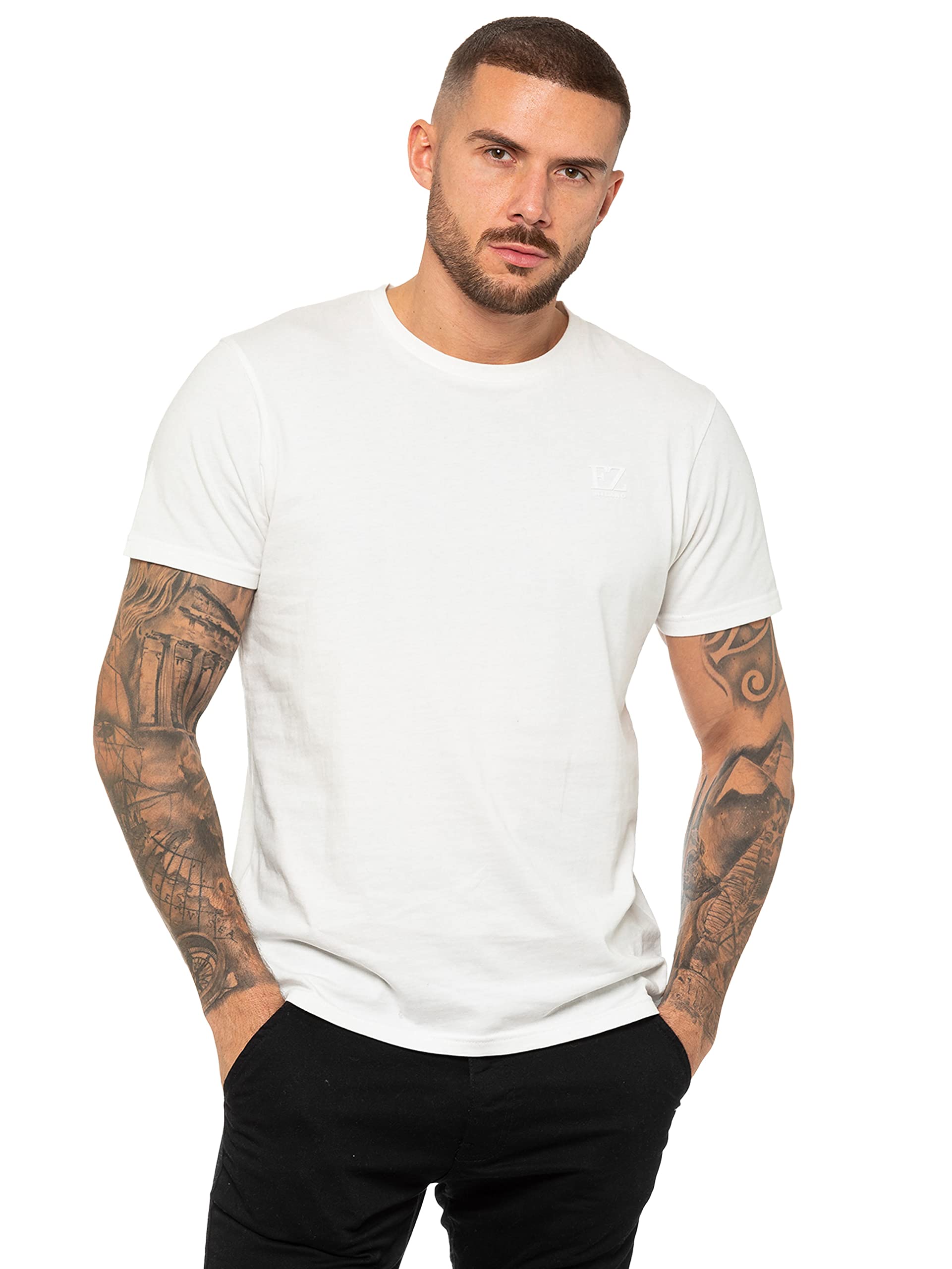 Enzo Men's White Crew Neck T-Shirt - Xl - 100% Cotton