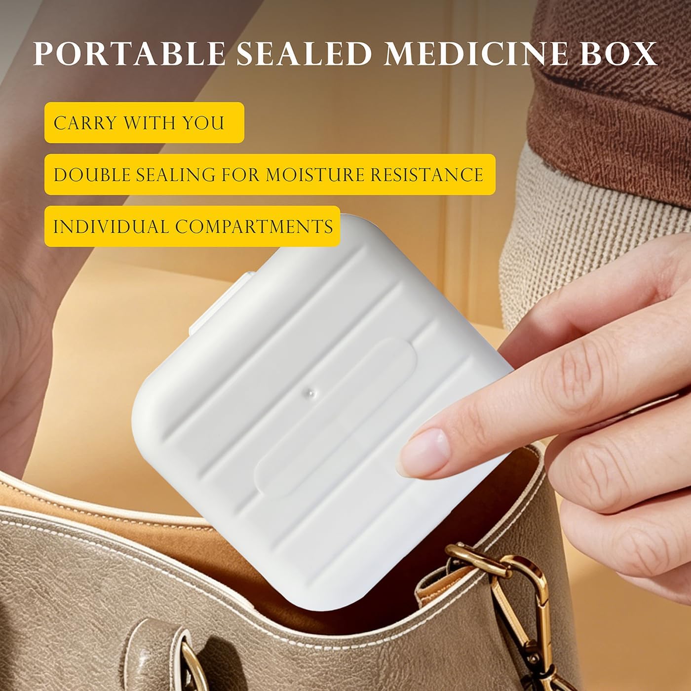 1Pcs Portable Pill Box 3.07x3.07x1.38in Travel Moisture Resistant Organizer image 4