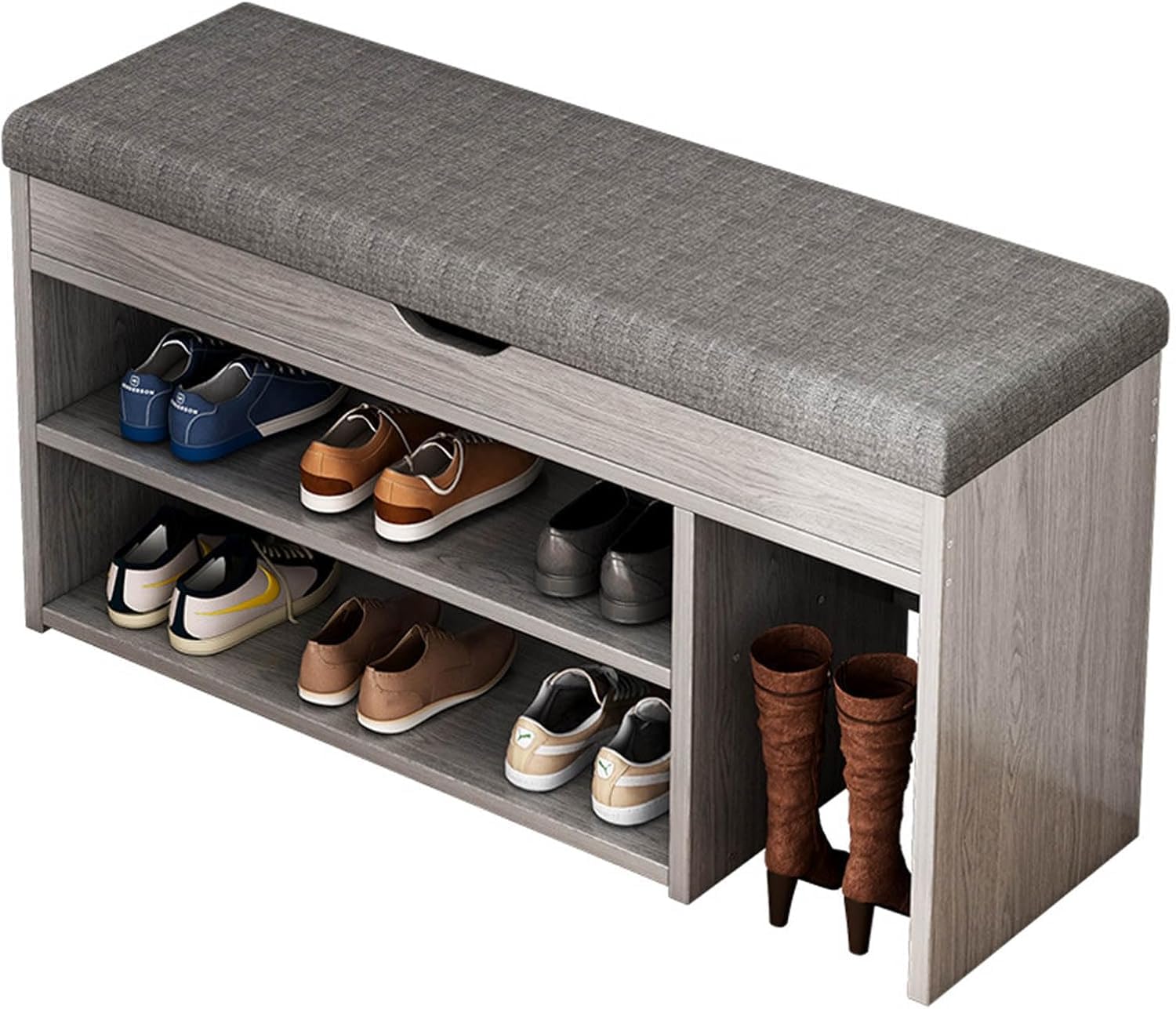 Banc de rangement à chaussures design et polyvalent avec grand coffre caché pour dressing