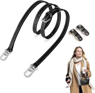 Strap for Longchamp Mini Bag Women, Leather Crossbody Shoulder Strap, Punch-Free Adjustable Buckle Design, Replacement Purse Crossbody Bag Strap for Longchamp Handbags Mini Bag Black