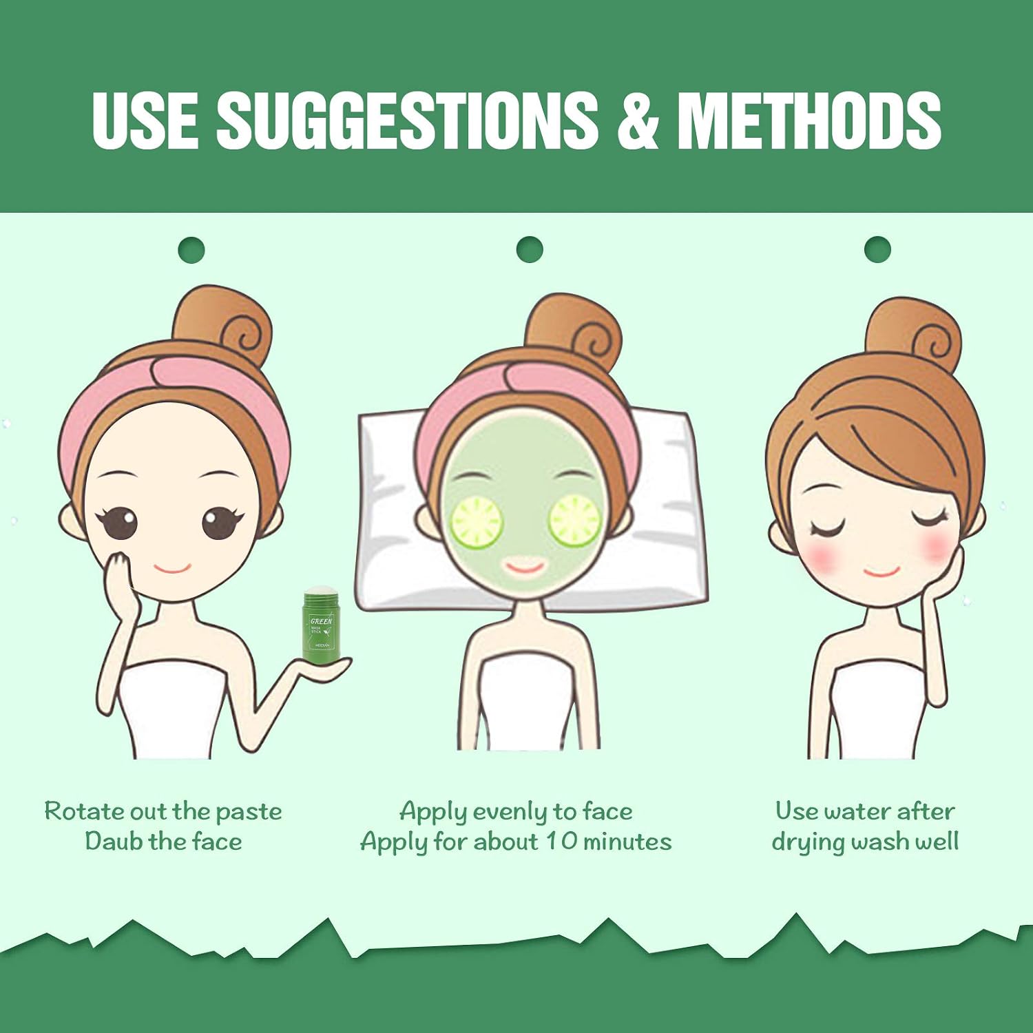2pcs Green Tea Purifying Clay Stick, Face Moisturizes Oil Control, Deep Clean Pore, Improves Skin for All Skin Types Men Women