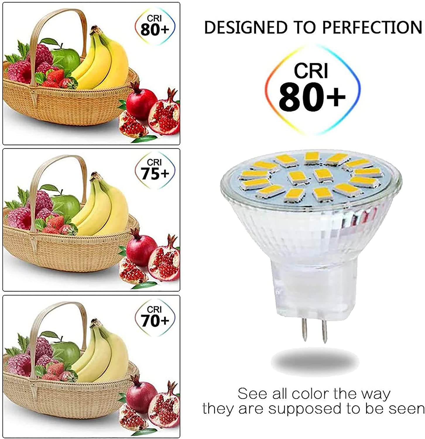 Bombillas Led MR11 GU4 5W, Reemplazar 40W halógeno equivalente LED bombilla foco lámpara 400LM 12V GU4 foco foco para el hogar, iluminación de pista de paisaje al aire libre,Cold white,12 Pack
