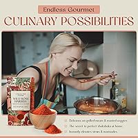 Vista 4 de Mezcla de especias Harissa de rosas de alta calidad, condimento marroquí en lotes pequeños con chiles y pétalos de rosa, perfecto para carnes