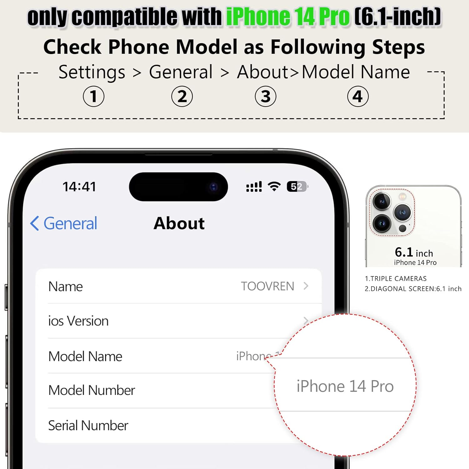 TOOVREN Phone Cover Compatible with iPhone 14 Pro Case with Wallet Strap Card Holder PU Leather Phone Cover for iPhone 14 Pro Wallet Case with Stand Lanyard Kickstand for Women & Men 6.1-Inch Gray - Image 3