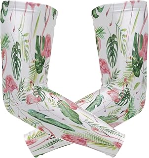 ZZKKO Flamingo Palm Tree Cooling Arm Sleeves Cover Uv Sun Protection for Men Women Running Golf Cycling Arm Warmer Sleeves 1 Pair