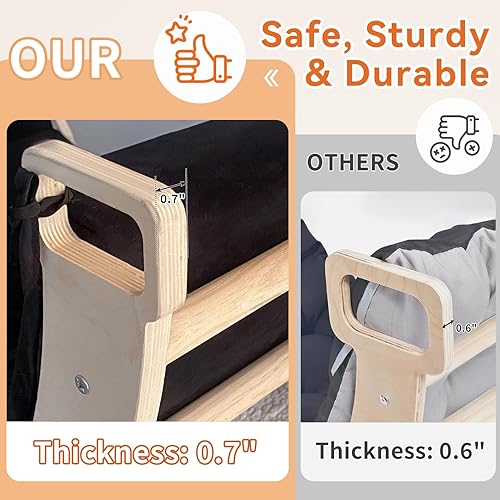 Miniatura 4 de Sherilyn Escalador de arco para niños con cojín negro, escalada Montessori Juguetes de escalada para interiores, escalador de arco de madera para
