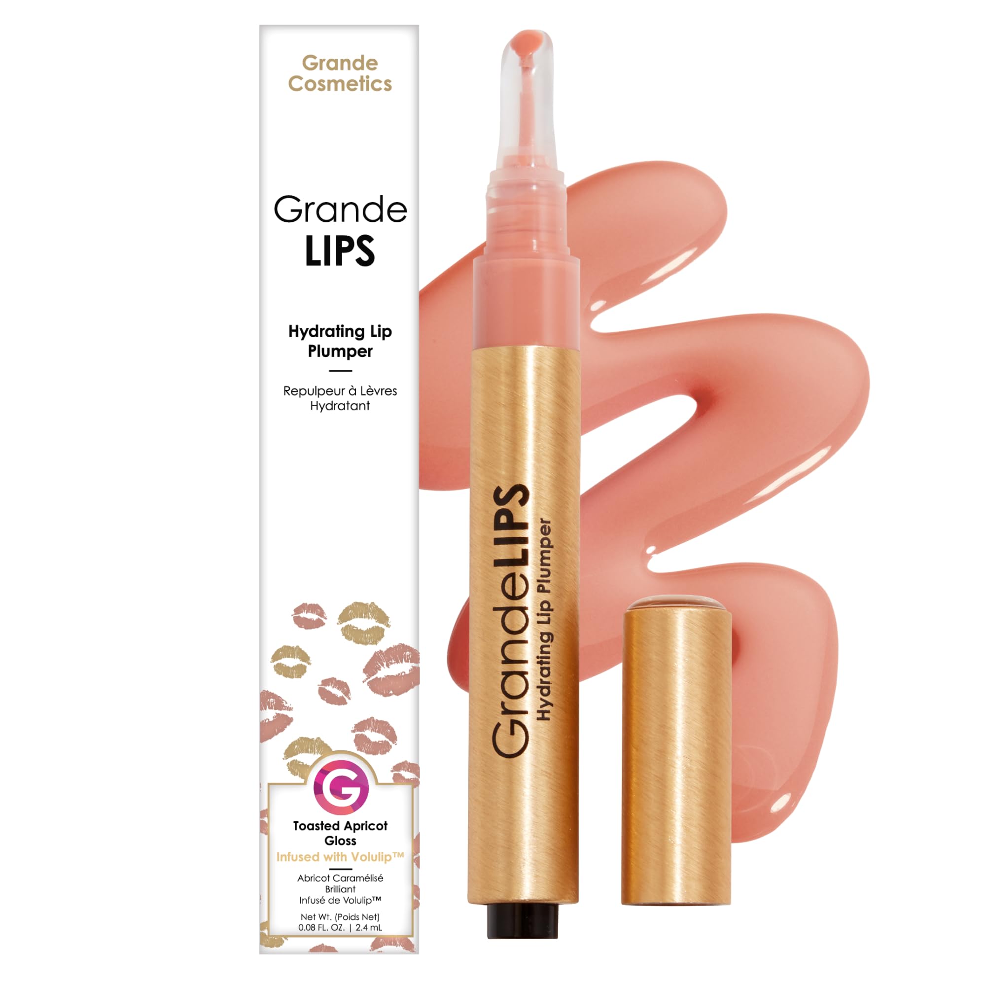 Grande Cosmetics GrandeLIP Plumper Hydrating Lip Plumper, Gloss Finish, Toasted Apricot