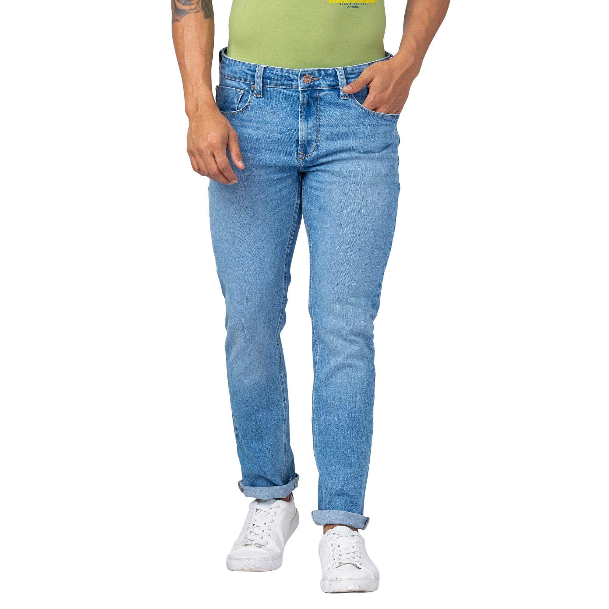 spykar Men Light Blue Cotton Comfort Fit Straight Length Jeans (Ricardo)-picture-11
