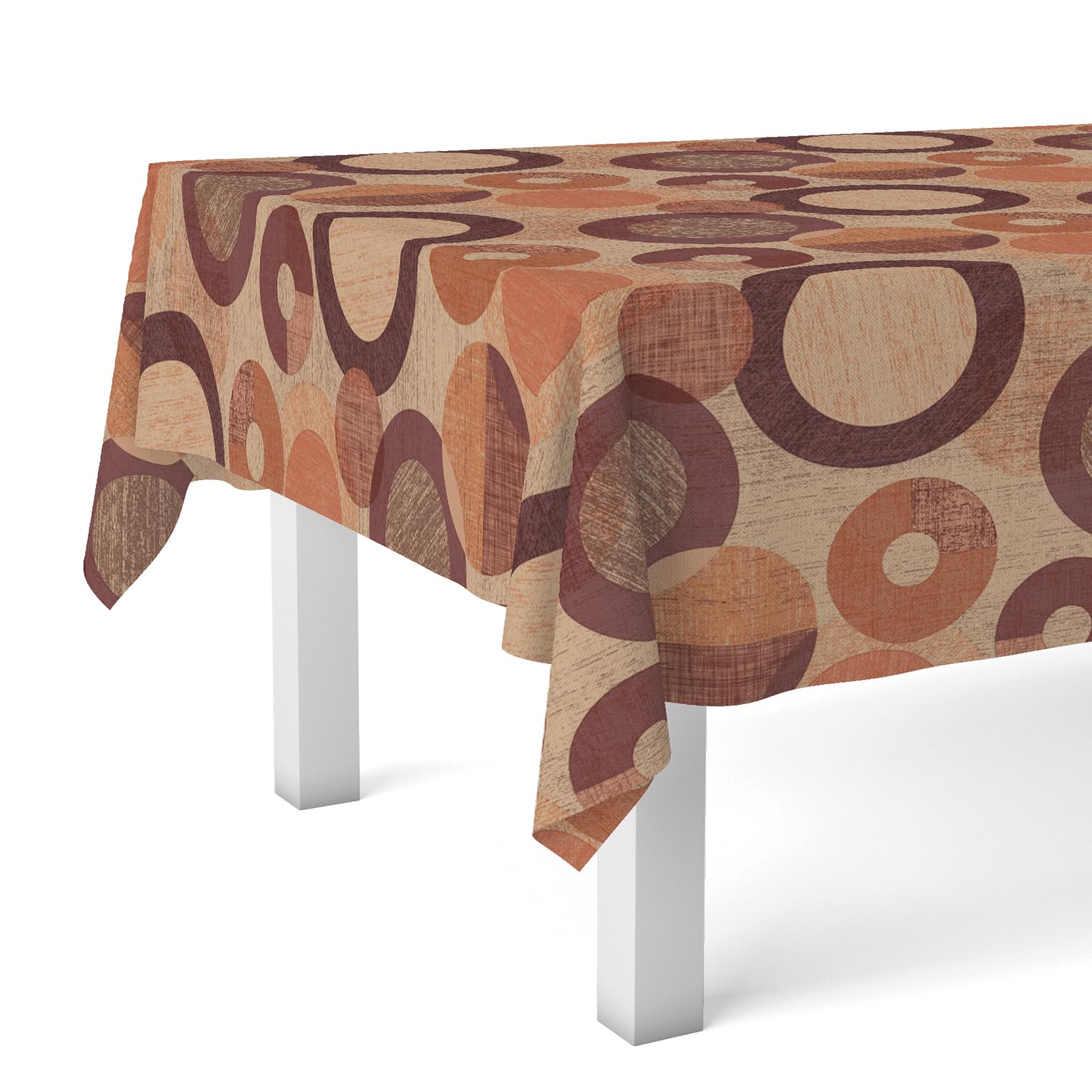 Martina Home Oilcloth Tablecloth TAMBRE Orange 180 x 140 cm, 70.9 x 55.1 inch (Rectangular)