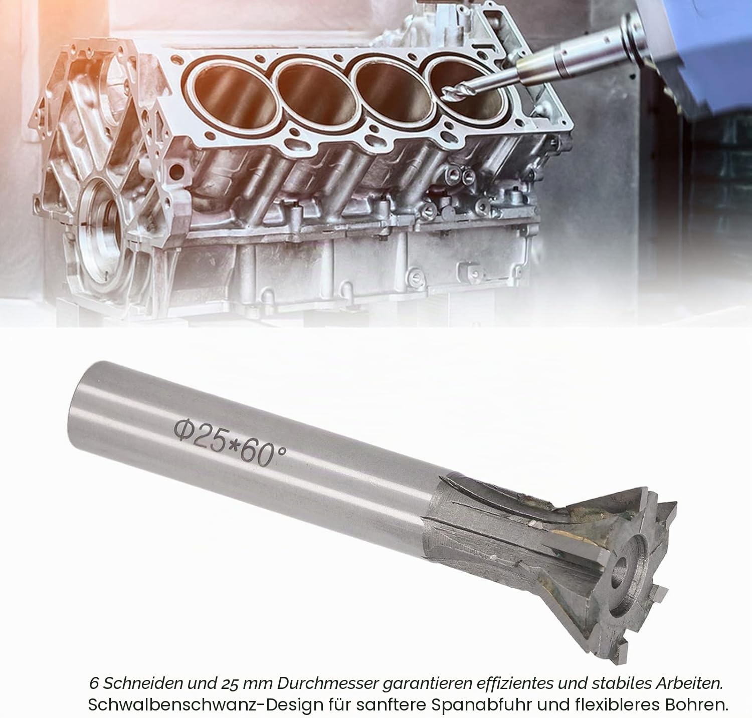 Schwalbenschwanz Fräser, 60 Grad 6 Flöten Schwalbenschwanz-Nutschneider Hartmetall 25 Mm Fräser Schaftfräser Hartmetallfräser