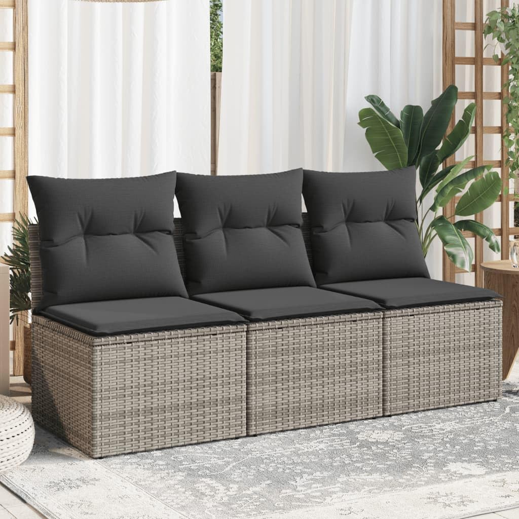 Festnight Divano da Esterno con Contenitore, Divanetto da Esterno 3 Posti, Divano Rattan Esterno, Salotto da Giardino, con Cuscini in Polyrattan Grigio