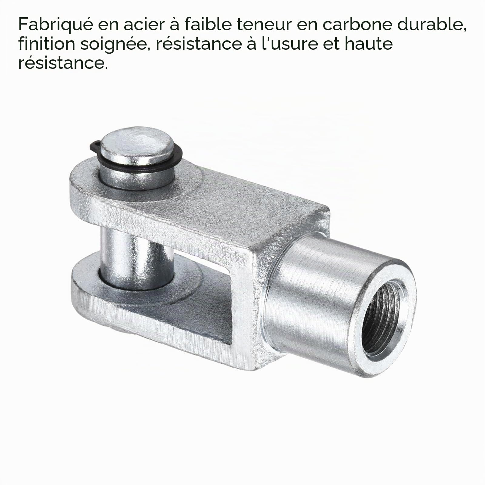 sourcing map Air Cylindre Barre Chape Terminal 78mm Longueur M16x1.5 Femelle Filetage Y Connecteur Argent