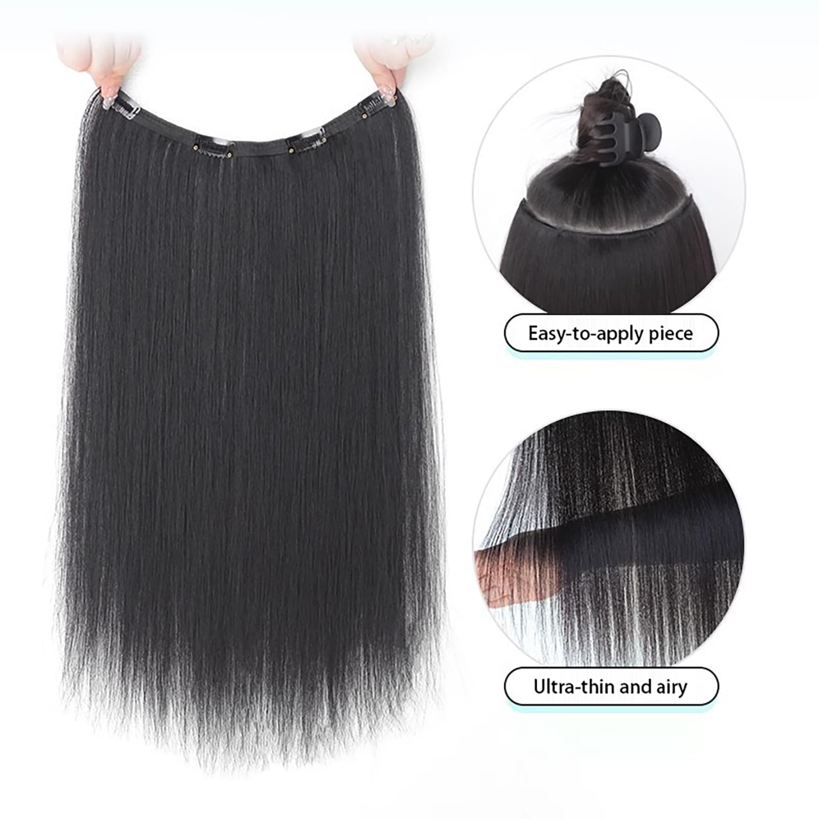 Generico Clip per Capelli One Piece per Donne, Pezzo di Capelli Segreto Liscio