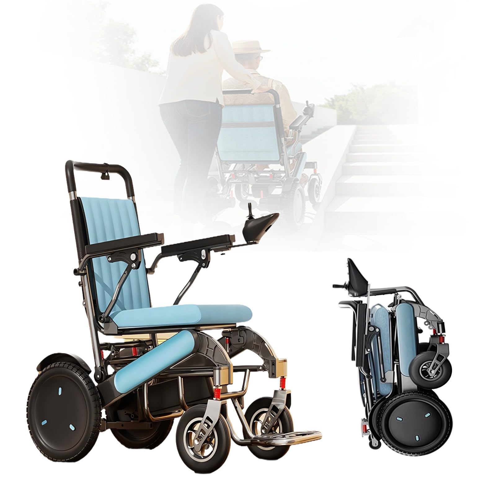 Carrozzine Elettriche Con Telaio In Alluminio Per Adulti, Carrozzine Elettriche Pieghevoli, Ultraleggere Da 26 Kg, Capacità Di 120 Kg, Per Uso Interno Ed Esterno