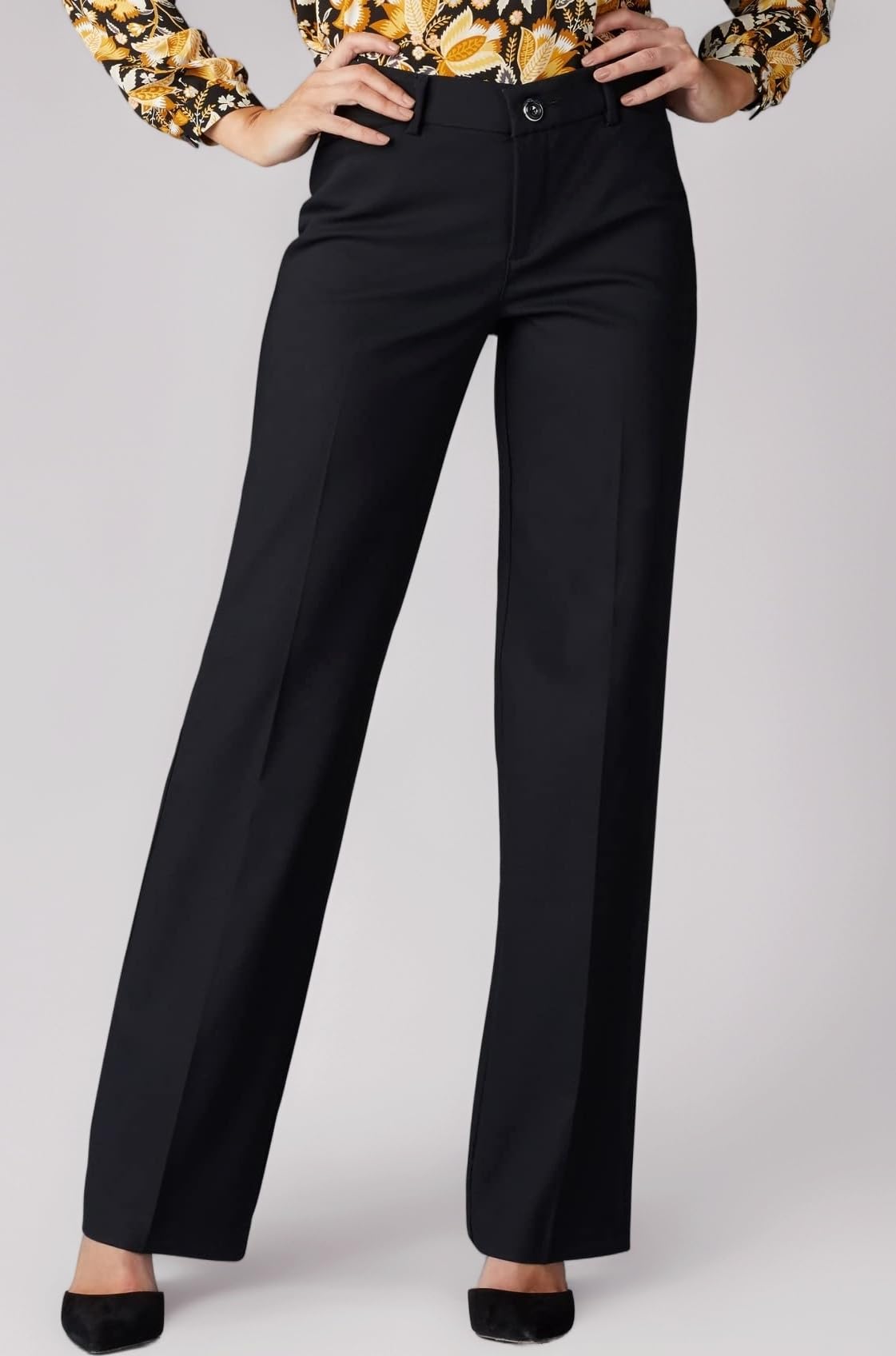 LEE Women's Flex Motion Regular Fit Trouser Pant, Black, 10