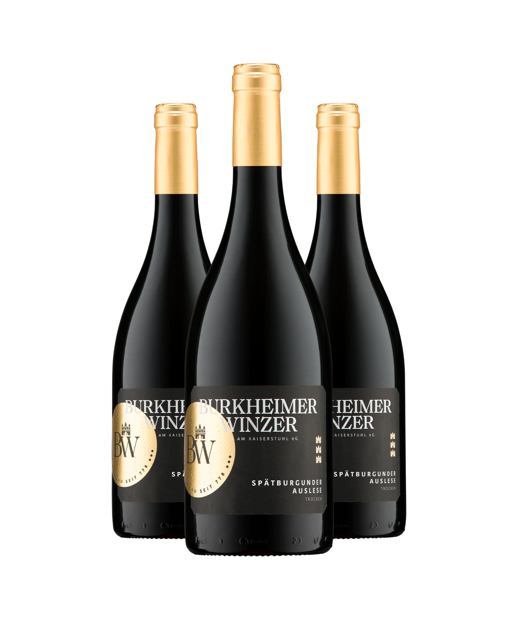 Burkheimer Spätburgunder trocken Grande Reserve - Rotwein Auslese aus dem Schlossgarten mit Kirsch- & Waldbeeraromen - Stolz Kollektion - vom Kaiserstuhl (3 x 0,75l)