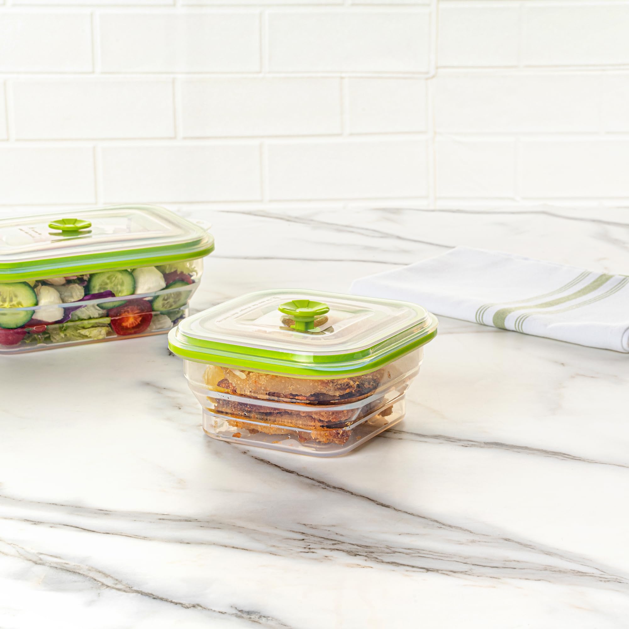 Restaurantware -Fresh Hero - Contenitori per alimenti da 470 ml, 20 contenitori ermetici per alimenti, resistenti e durevoli, in silicone, adatti al microonde, al congelamento, pieghevoli, lavabili in