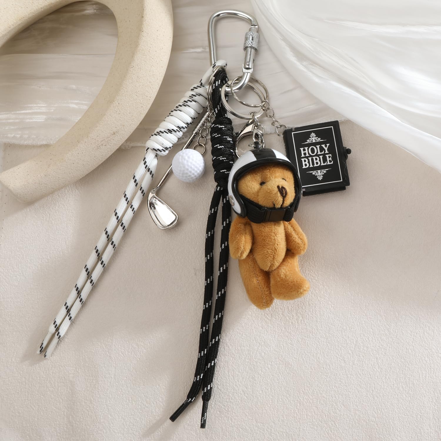 Bear Keychain,Plush Keychain for Wome,Plush Bear Bag Charm for Keys Purse Handbag Birthday Christmas Valentine - Image 3