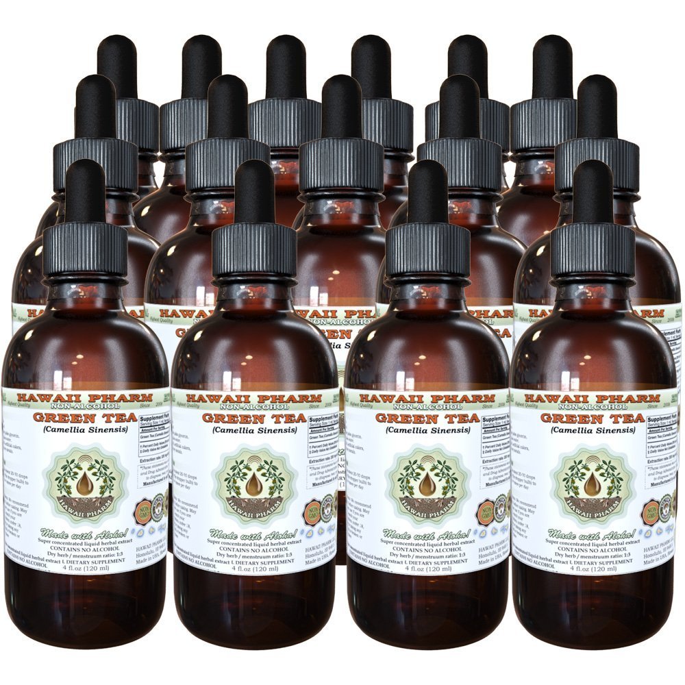 Green Tea Alcohol-Free Liquid Extract Green Tea Camellia Sinensis Dried Leaf Glycerite Hawaii Pharm Natural Herbal Supplement 15x4