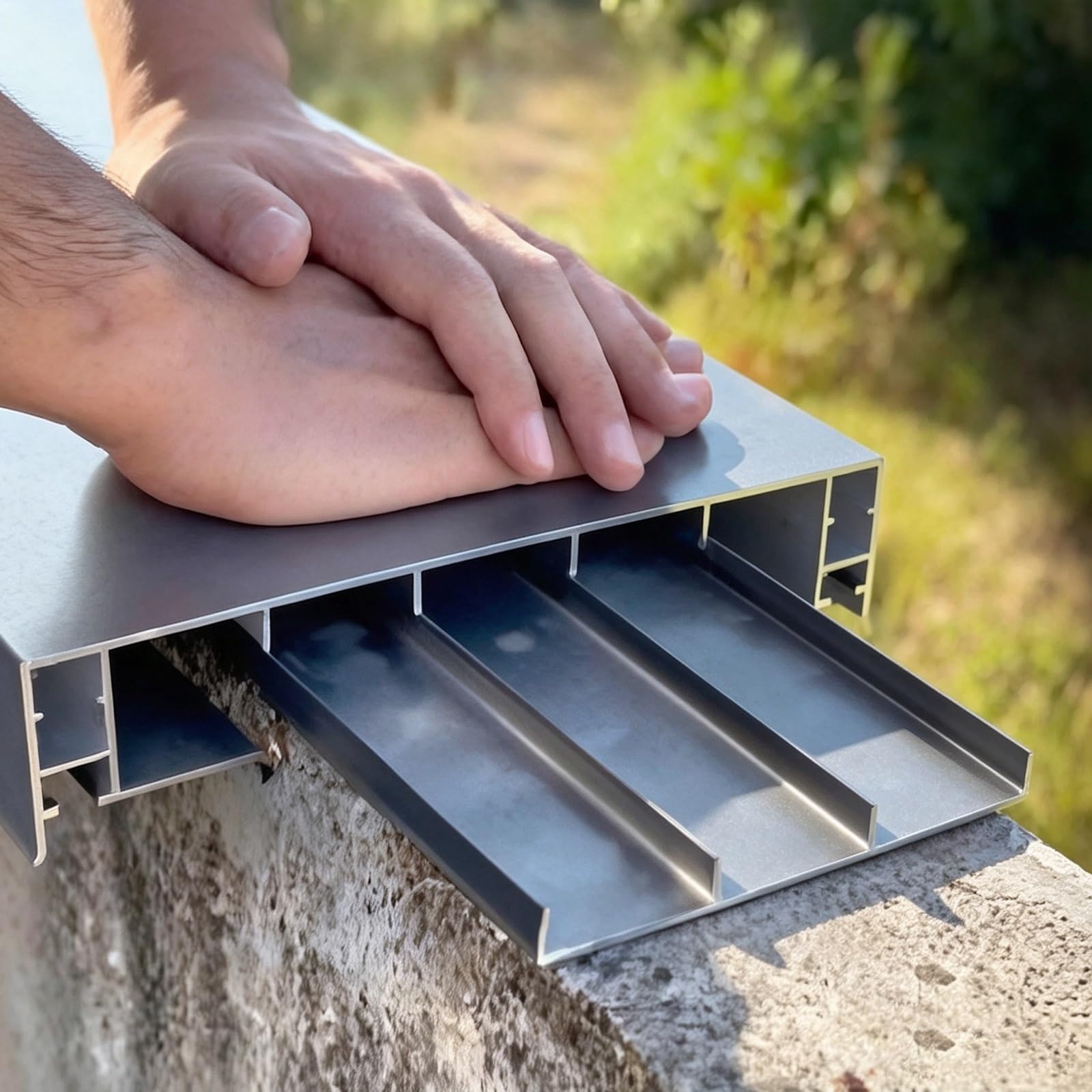 Caballete metálico de protección resistente a la intemperie, hecho a medida | Placa de tapa de pared de valla empalmable rectangular con canales de luz para paredes de piedra(L 78 7/10'',Fits Wall T 9")