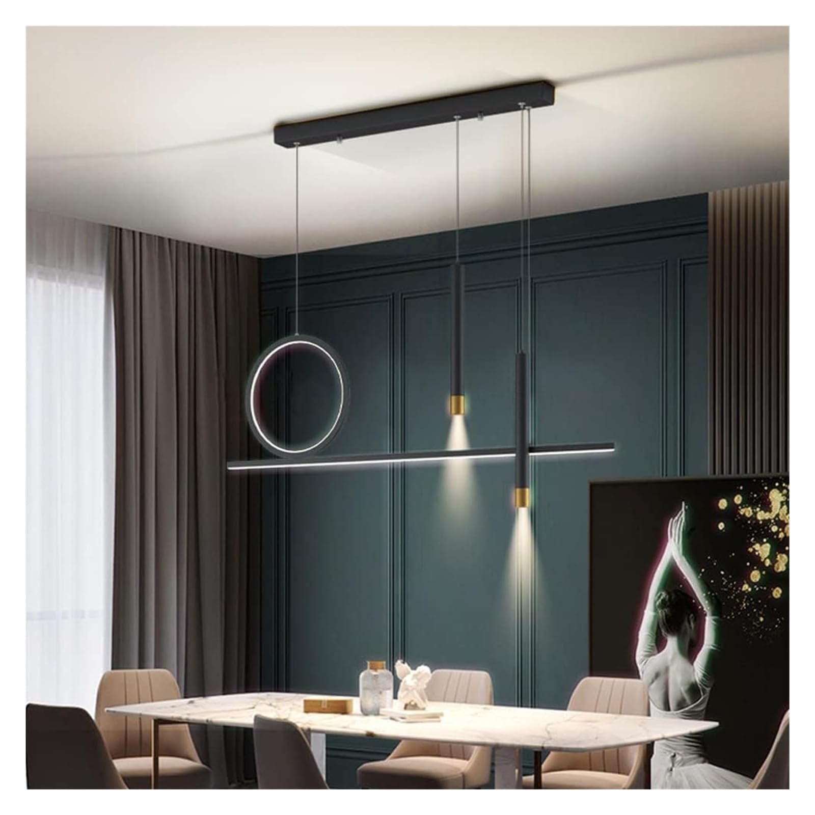 Simplicity LED-Pendelleuchte, 90 cm (35,4 Zoll), dimmbar, mit verstellbarem Kabel, ideal für Schlafzimmer, Esszimmer, Büro und Küche. Flimmerfrei.