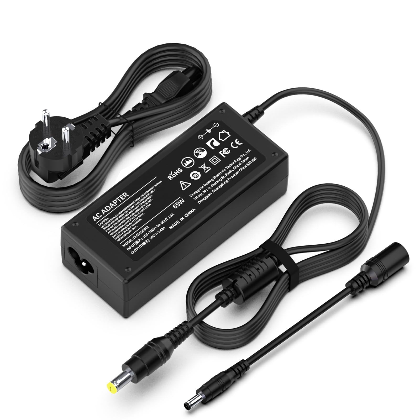 65W Caricatore 19V 3.42A Alimentatore Compatibile con Acer Aspire 3 5 E1 E3 E5 E15 E17 ES1 ES15 A315 A515 A114 V3 V5 V7 V15 3630 5250 5720 5750 5742 A315-34 Adattatore Caricabatterie 5.5 x 1.7mm